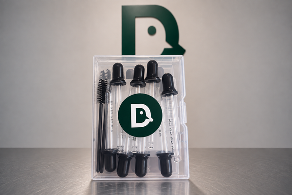 Set glazen pipetjes, 8 stuks + reinigingsborstel 2x